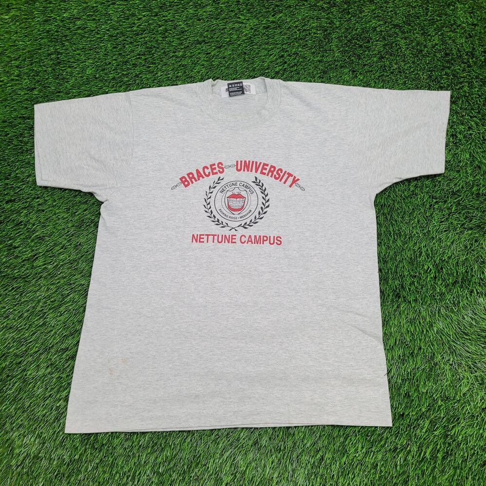 Vintage 80s Funny Dentist Braces Shirt Large 21x26 Crop USA